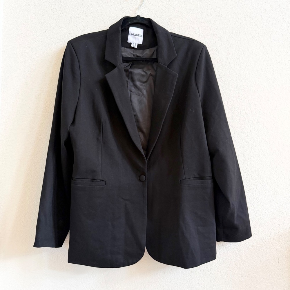 UNIQUE21 Womens‎ Black Single Button Professional Blazer Jacket Plus Size 18 US